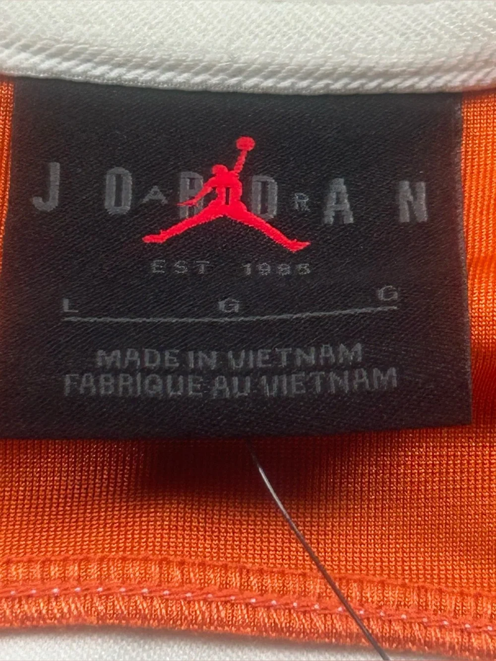 Nike Jordan Brooklyn Collegiate Hockey Jersey Orange Men’s Size Large HV0109-133
